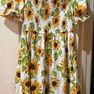 Sunflower Print Kids Dress